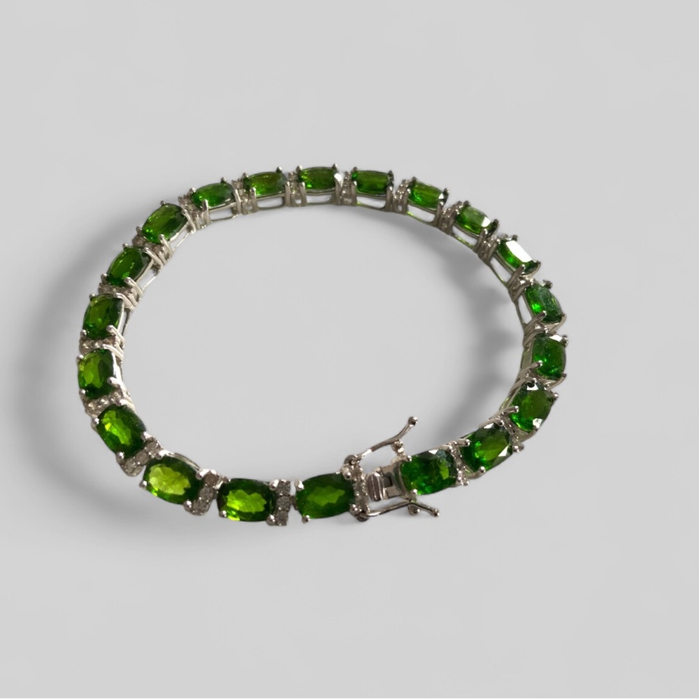 DK925 Stainless steel Emerald Green Tennis Bracelet